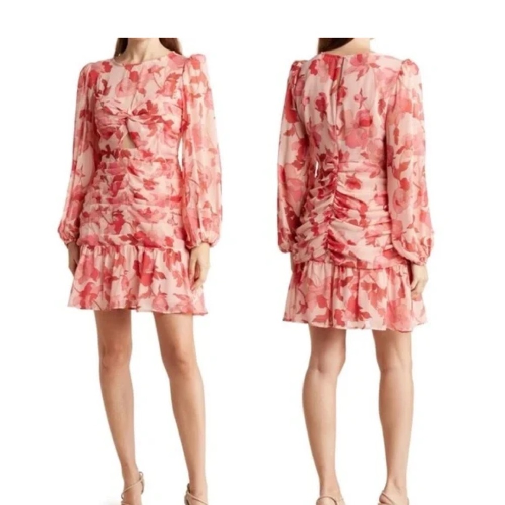 Astr Pink and Red Floral Dress